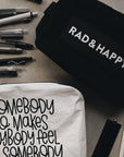 Rad & Happy Black Canvas Zipper Pouch