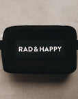 Rad & Happy Black Canvas Zipper Pouch