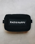 Rad & Happy Black Canvas Zipper Pouch