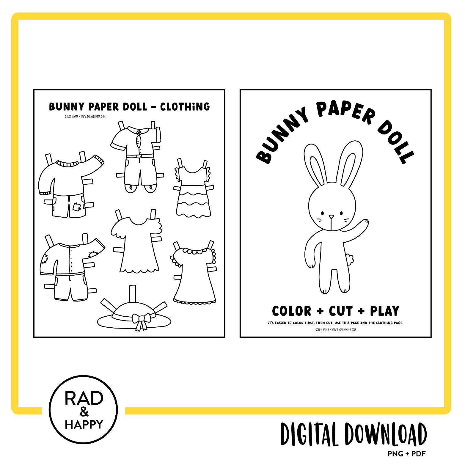 Bunny Paper Doll Printables – Rad & Happy