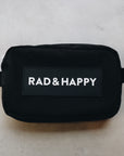 Rad & Happy Black Canvas Zipper Pouch