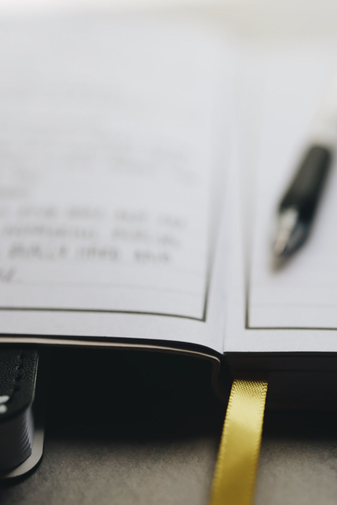 Artistic close up shot of an inside page and bookmark