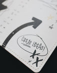 Close up shot of the corner of the creative planner cover that reads - Great Ideas!