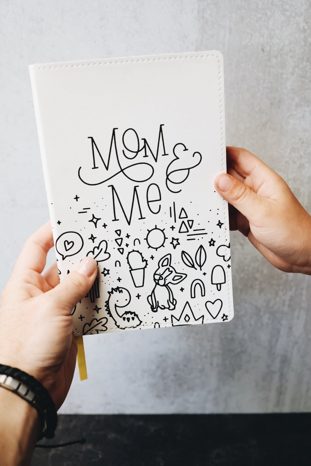 Mom & me journal cover hand by two hands