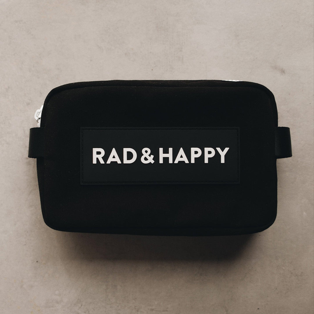 Rad & Happy Black Canvas Zipper Pouch