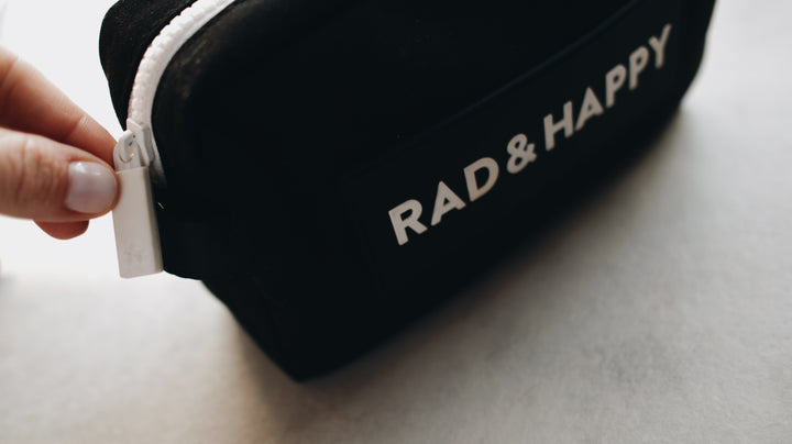 Rad & Happy Black Canvas Zipper Pouch