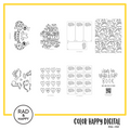 A digital collage of coloring pages with a yellow border