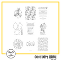 A digital collage of coloring pages with a yellow border
