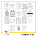 A digital collage of coloring pages with a yellow border