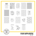 A digital collage of coloring pages with a yellow border