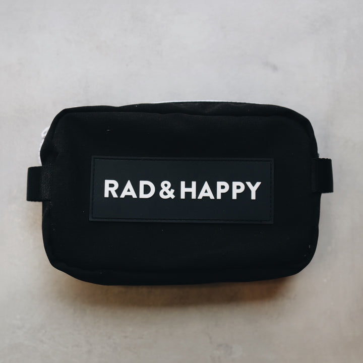 Rad & Happy Black Canvas Zipper Pouch