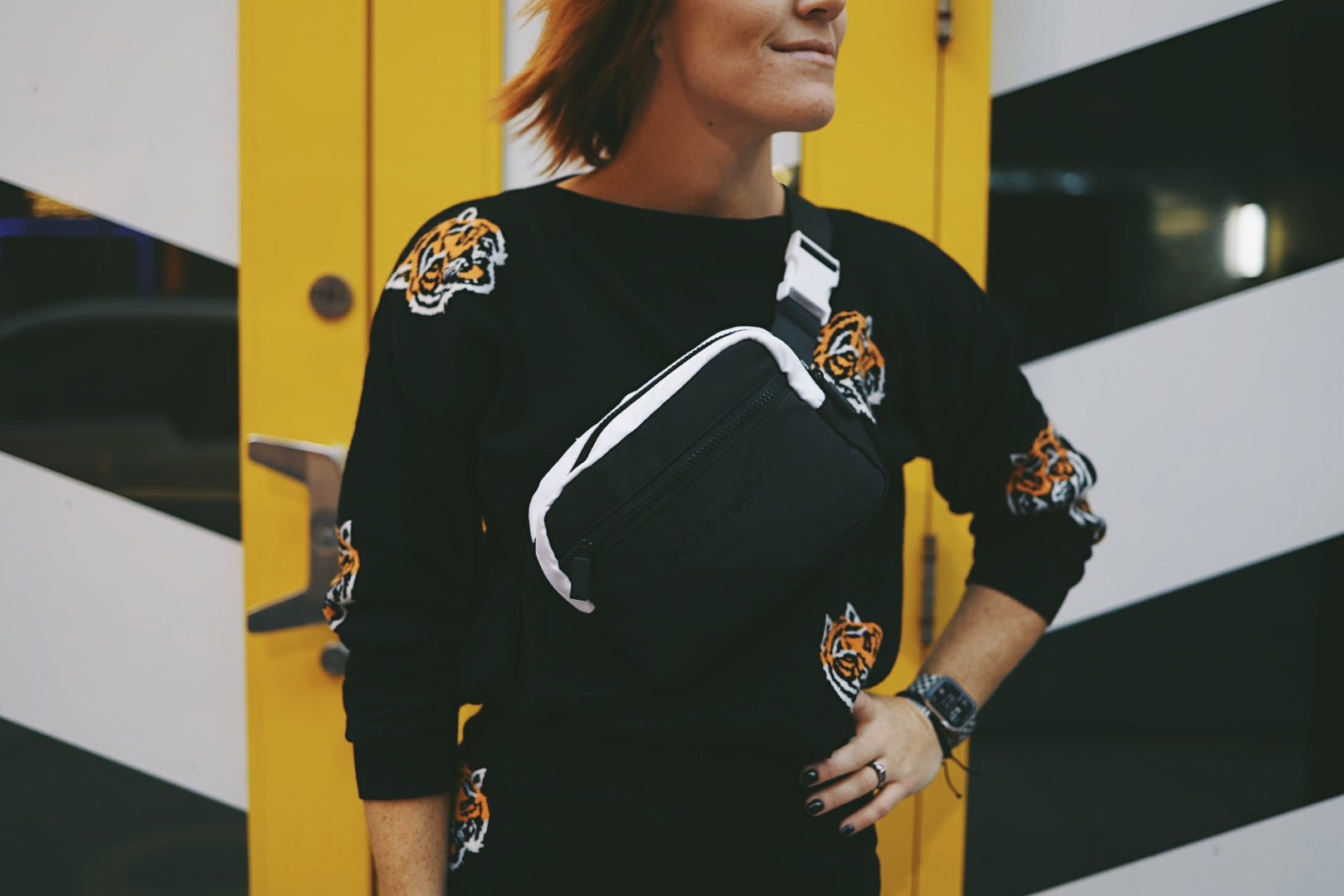 Tara wearing the Black & White Rad Pack