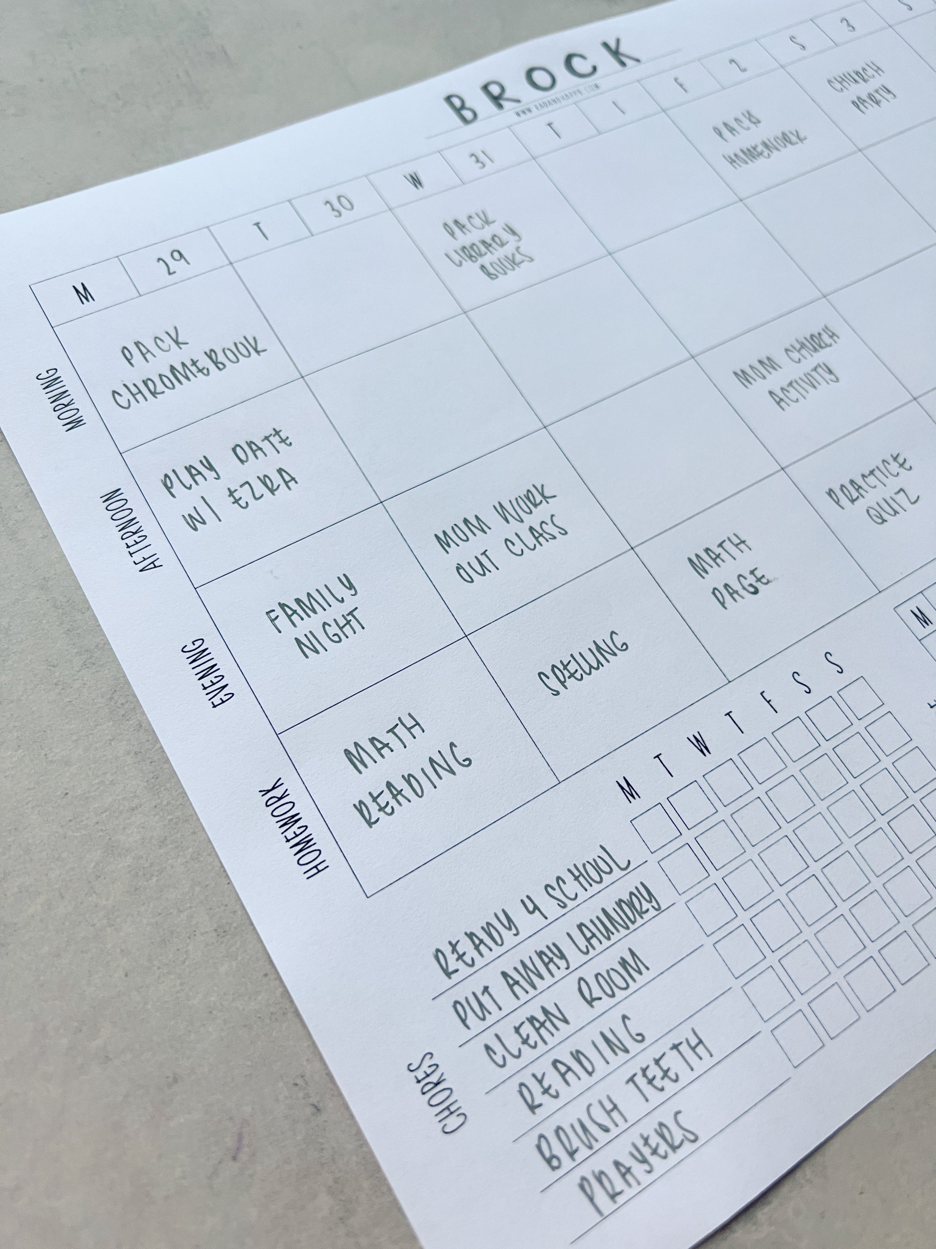 Happy Day Kids Schedule Printable