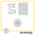 A digital collage of coloring pages with a yellow border