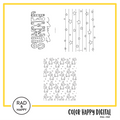 A digital collage of coloring pages with a yellow border