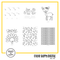 A digital collage of coloring pages with a yellow border