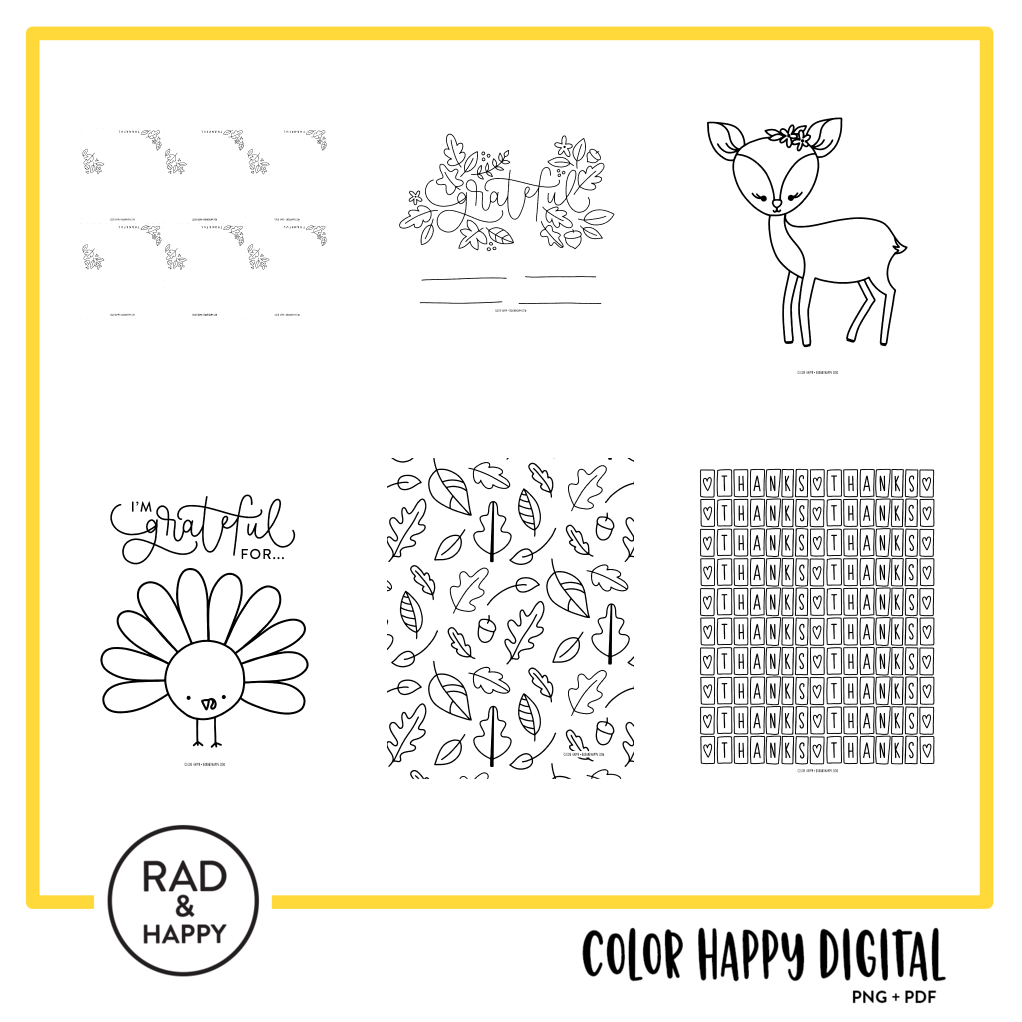 A digital collage of coloring pages with a yellow border