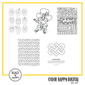 A digital collage of coloring pages with a yellow border