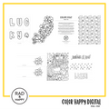 A digital collage of coloring pages with a yellow border