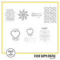 A digital collage of coloring pages with a yellow border